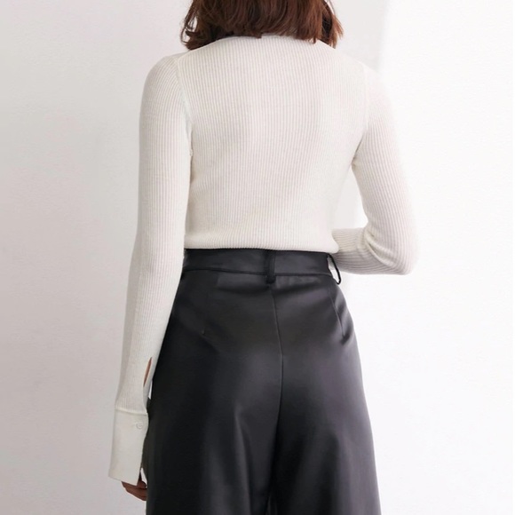 Jareth White Premium Wool Ribbed Sweater - Picture 4 of 4